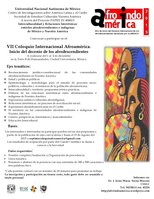 Cartel Convocatoria Coloquio 2015 Inicio del Decenio de los afrodescendientes-page0001